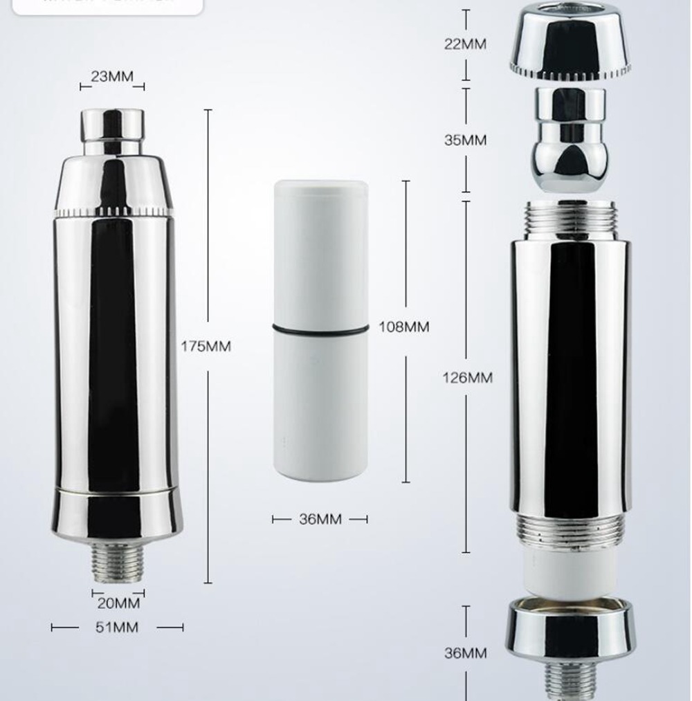 HL-14 Dechlorination Shower Water Filter Purifier for Skin Hair Care - Silver