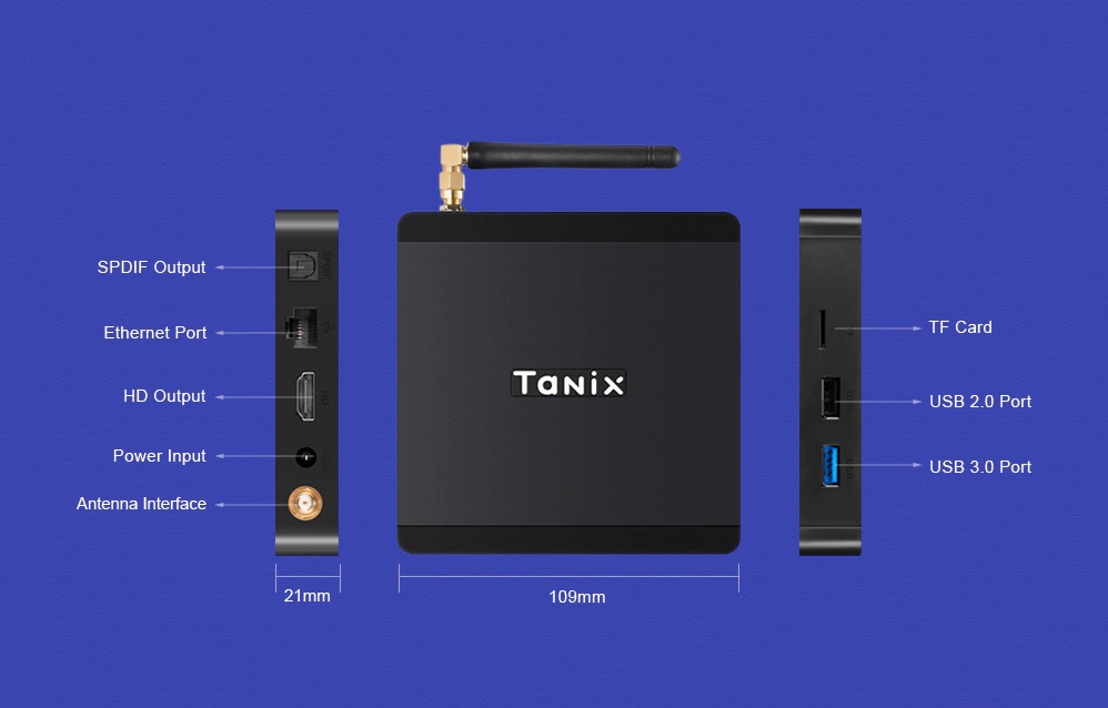 Tanix TX5 Max Amlogic S905X2 Android 8.1 4GB DDR4 32GB eMMC 4K TV Box with LED Display Dual Band WiFi Bluetooth Gigabit LAN USB3.0 HDMI