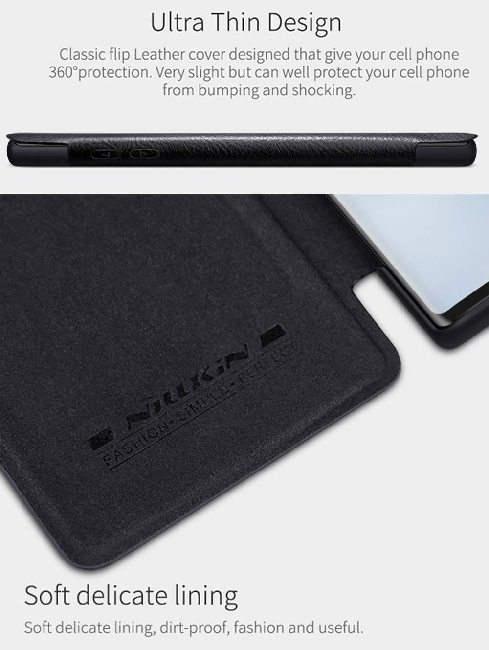NILLKIN Protective Leather Phone Case For Samsung Galaxy Note 10 / Note 10 5G Smartphone - Black