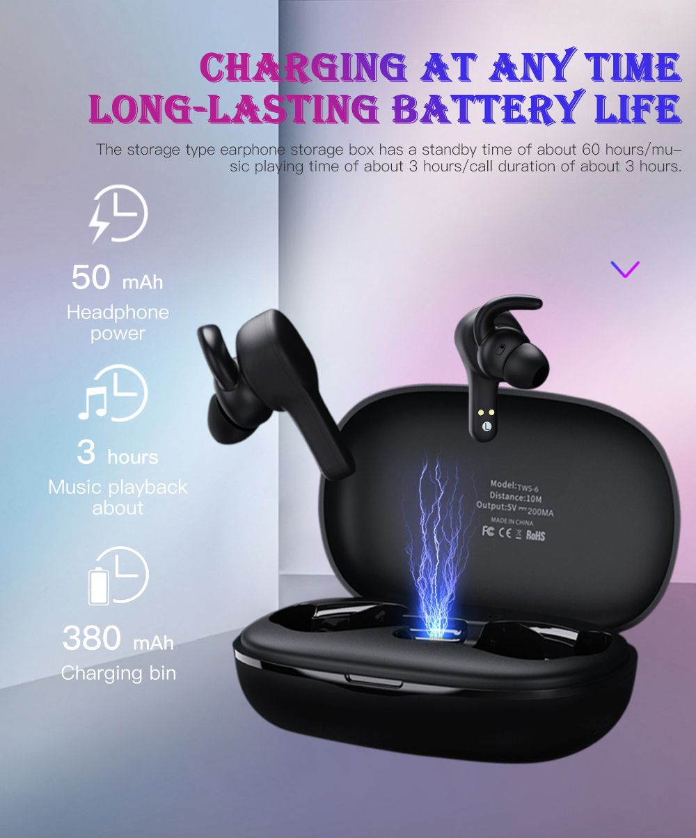 Remax TWS-6 Bluetooth 5.0 TWS Earphones Siri Battery Display Noise Cancelling