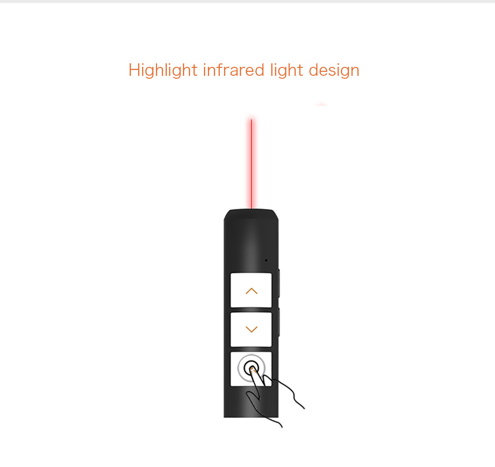 Viboton PP932 Wireless Lase Presenter All-in-one Laser Pointer 2.4G FR Ergonomic Streamlined Technology Multimedia Presentation Remote Control Widely Compatible With Indicator Light - Black