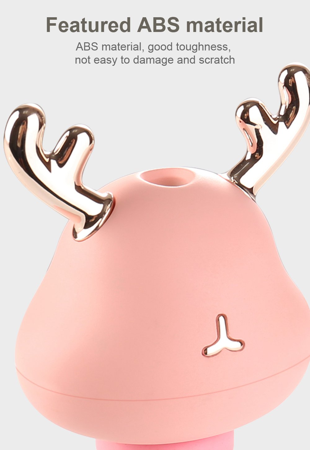 Mini USB Portable Deer Cool Mist Humidifier For Travel Car Home Hotel Office - Pink