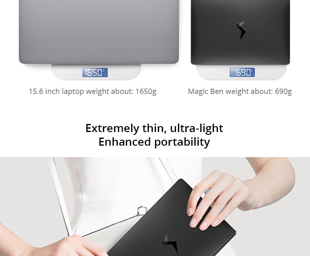 Magic-Ben MAG1 Pocket Laptop 8.9" IPS Touchscreen 2560*1600 Intel Core m3-8100y 8GB Memory 256GB SSD Full Metal Slim body Ultra Light Backlit Keyboard Fingerprint Window 10 - Black