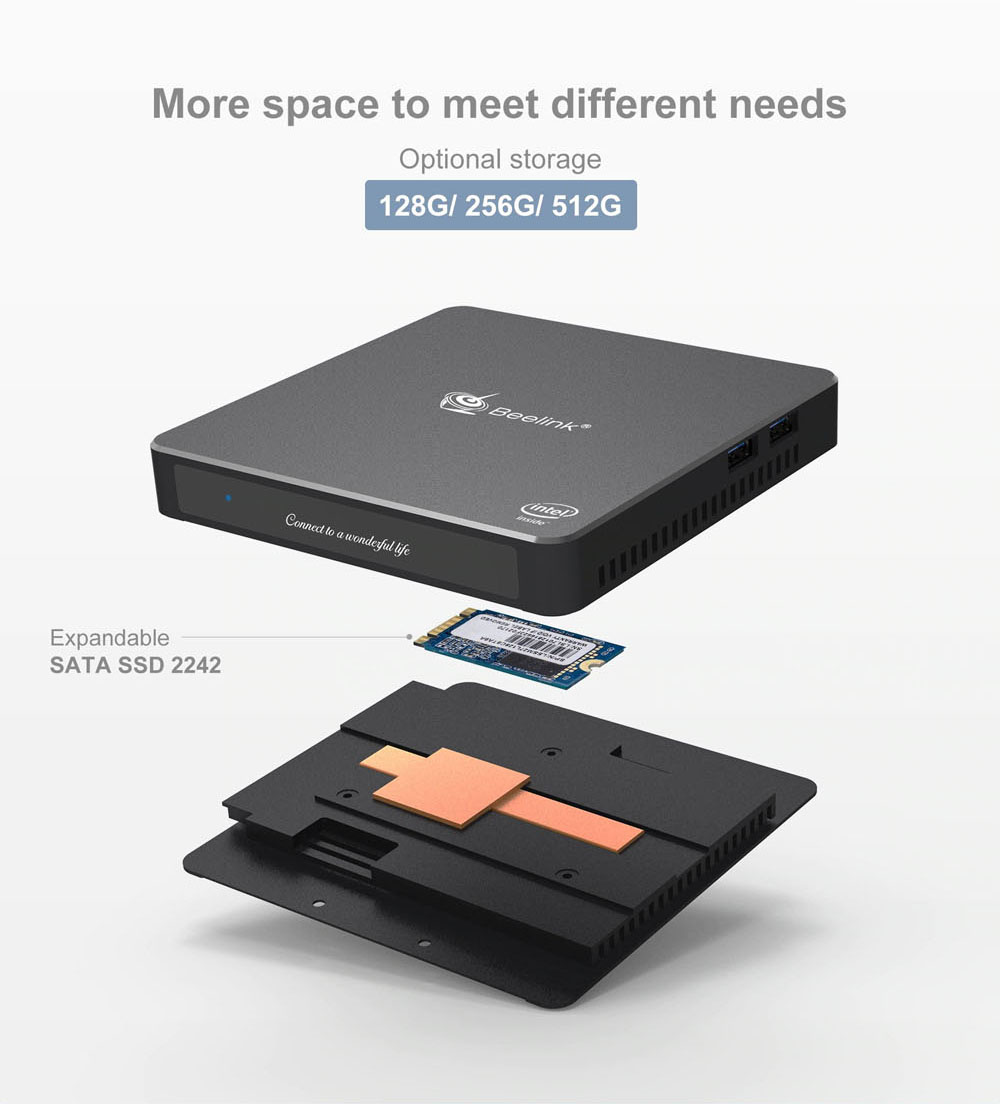 Beelink Gemini T42 Intel Apollo Lake j4205 Windows 10 4K Mini PC 8G DDR3 128G SSD 2.4G+5G WiFi Bluetooth HDMI*2 Dual Screen Display
