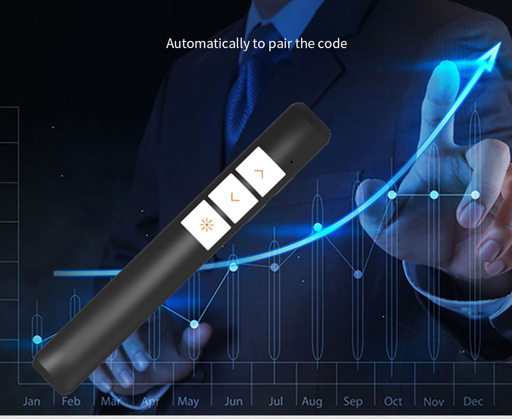 Viboton PP932 Wireless Lase Presenter All-in-one Laser Pointer 2.4G FR Ergonomic Streamlined Technology Multimedia Presentation Remote Control Widely Compatible With Indicator Light - Black
