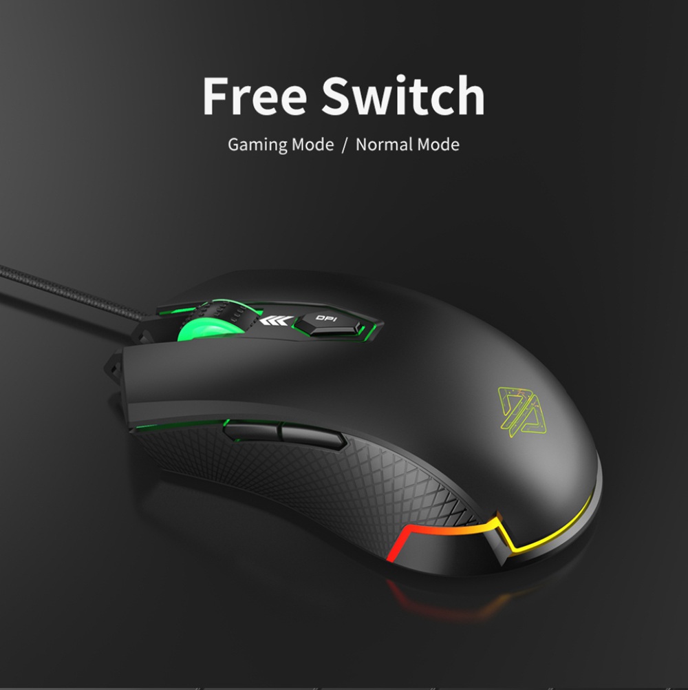 Ajazz AJ203 Wired Esport Gaming Mouse Ergonomic RGB Backlight 3000 Adjustable DPI - Black