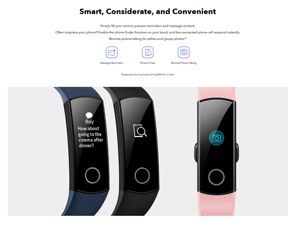 HUAWEI Honor Band 5 Smart Bracelet Blood Oxygen 0.95 Inch AMOLED Touch Large Color Screen 5ATM Heart Rate Monitor Swimming Posture Recognition Global Version - Black