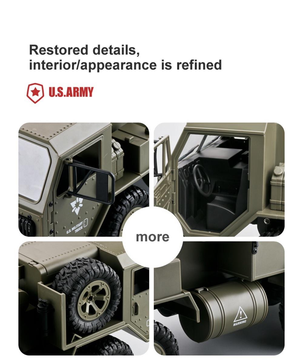 Fayee FY004A 2.4G 1/16 6WD Proportional Control US Army Military Truck RC Car For Kid Gift RTR - Army Green