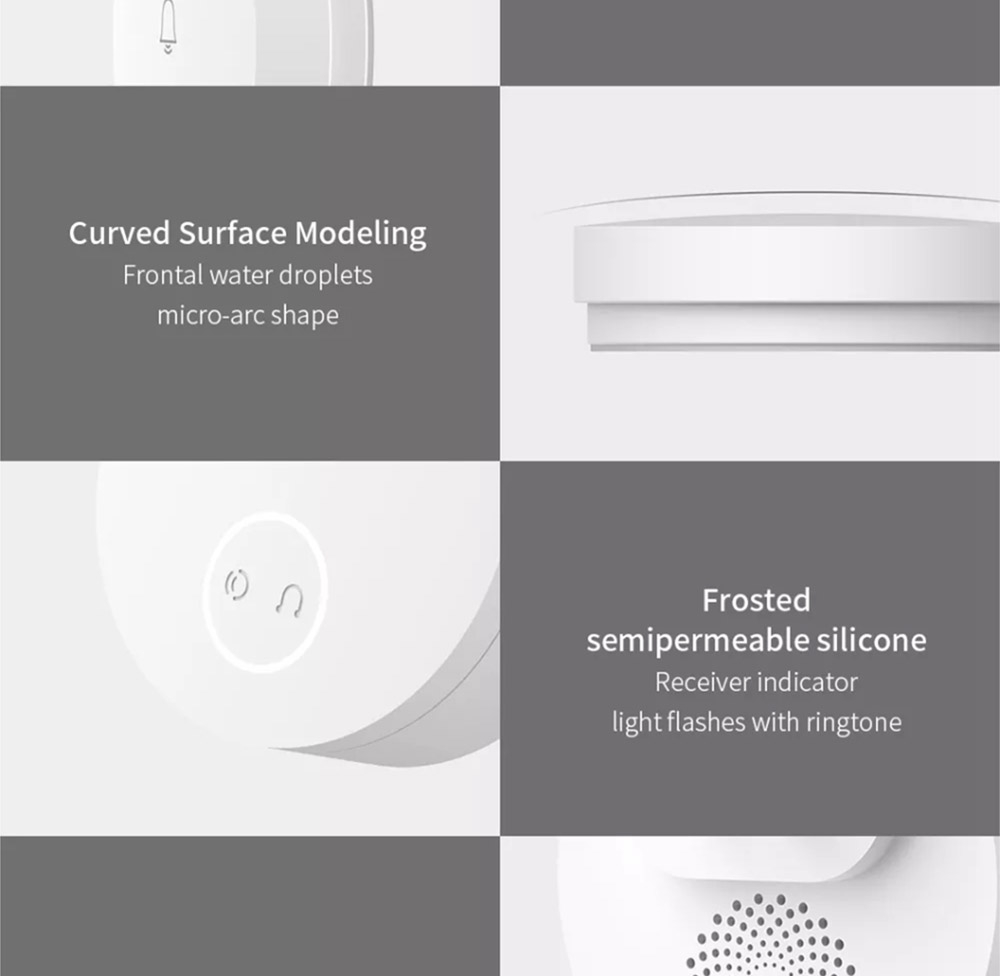 Xiaomi Linptech 110-240V Wireless Doorbell Automatic Generator Mijia APP Music Button CN Plug - White