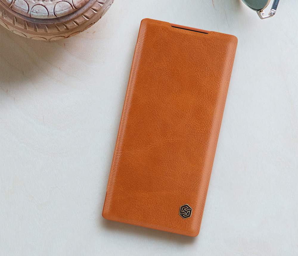 NILLKIN Protective Leather Phone Case For Samsung Galaxy Note 10 / Note 10 5G Smartphone - Black
