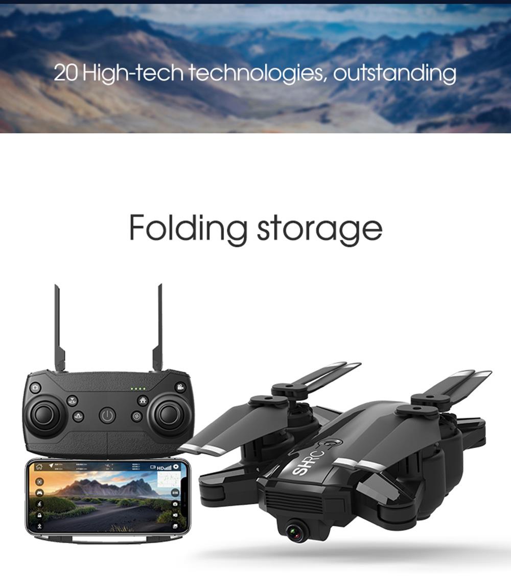 SHRC H1G 1080P 2.4G WiFi GPS FPV RC Drone Follow Me Mode RTF Black - Two Battery