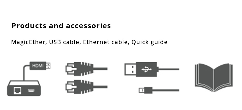 EZCast AM8269D 16MB Flash 128 Dram Ethernet to HDMI Cable Google Assistant Alexa for Windows/macOS/Android/iOS - White