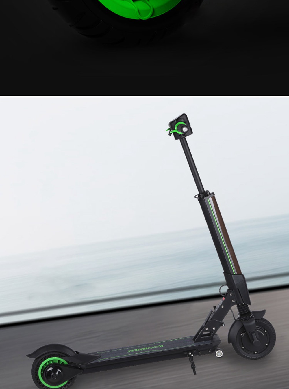 E1 Portable Folding Electric Scooter 8.5-inch Tires 300W Motor Max 25km/h 7.5Ah Battery - Green