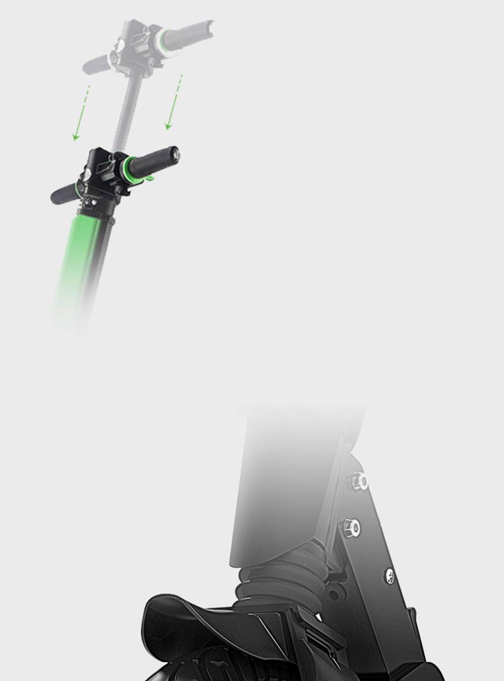 E1 Portable Folding Electric Scooter 8.5-inch Tires 300W Motor Max 25km/h 7.5Ah Battery - Green