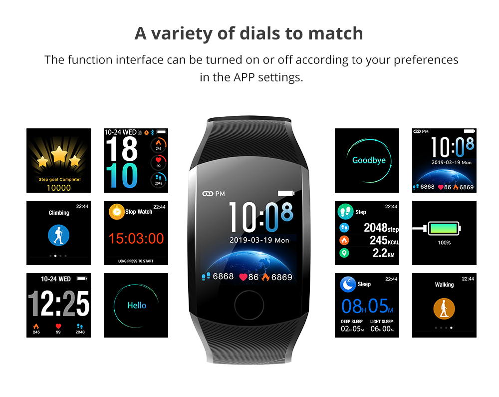 Makibes B01 IP67 Water Resistant Smartwatch Fitness Tracker 1.3 inch Blood Pressure color UI Wristband - Red