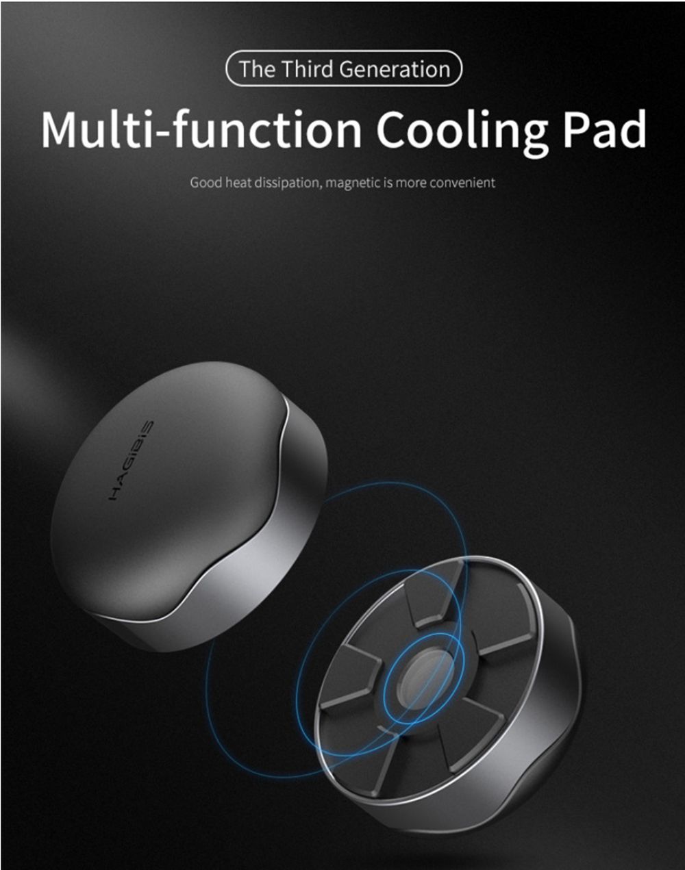 2pcs Hagibis Powerful Magnetic Cooling Pad Desktop Stand Holder For MacBook Laptop Tablet - Grey