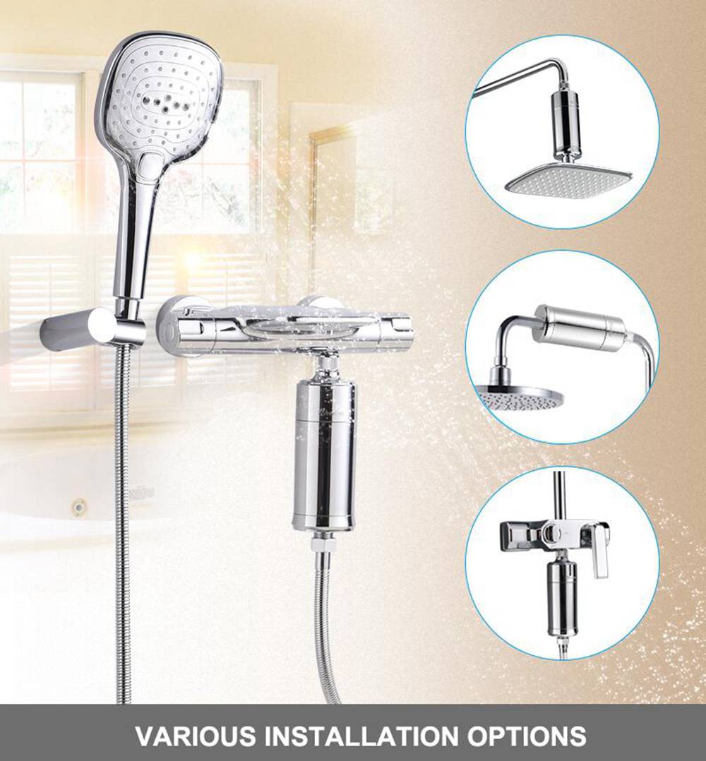 HL-14 Dechlorination Shower Water Filter Purifier for Skin Hair Care - Silver