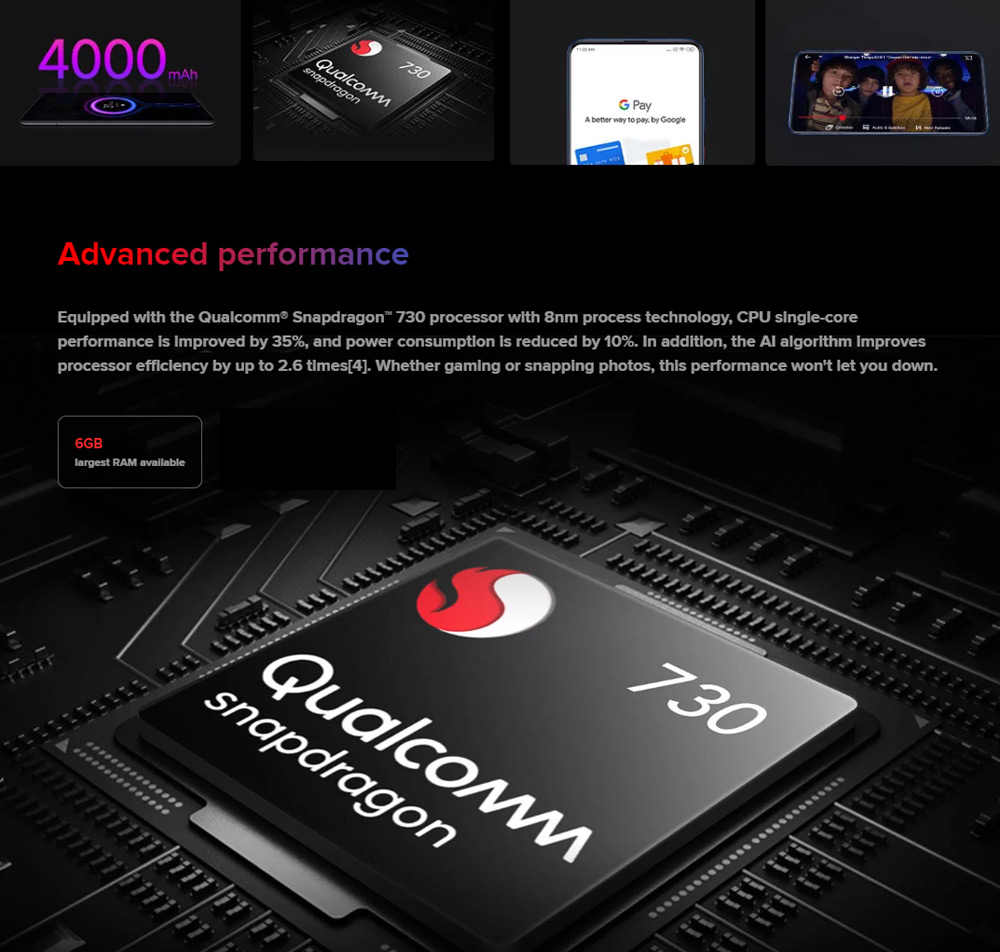 Xiaomi Mi 9T 6.39 Inch 4G LTE Smartphone Snapdragon 730 6GB 64GB 48.0MP+8.0MP+13.0MP Triple Rear Cameras MIUI 10 In-display Fingerprint Fast Charge Global Version - Black