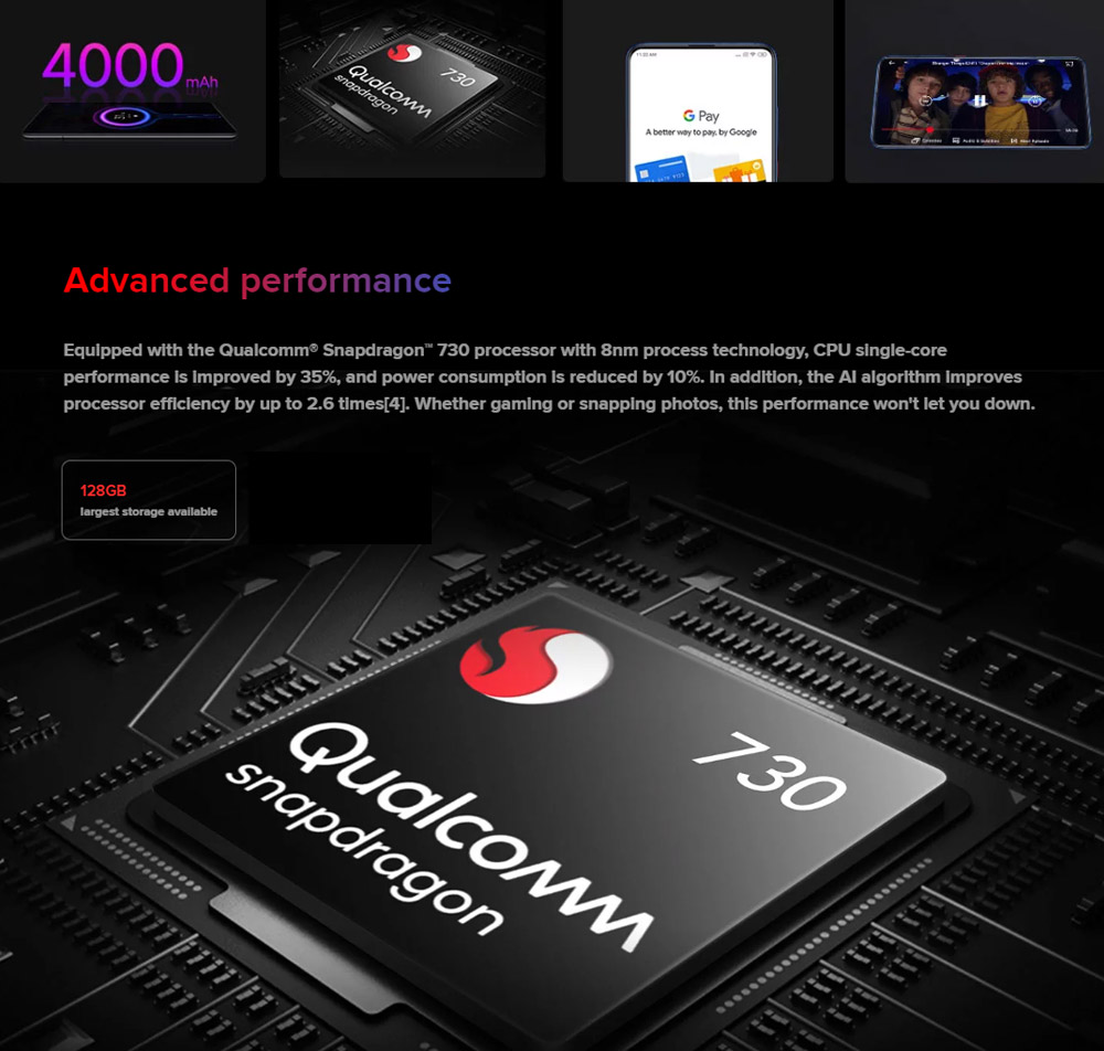 Xiaomi Mi 9T 6.39 Inch 4G LTE Smartphone Snapdragon 730 6GB 128GB 48.0MP+8.0MP+13.0MP Triple Rear Cameras MIUI 10 In-display Fingerprint Fast Charge Global Version - Blue