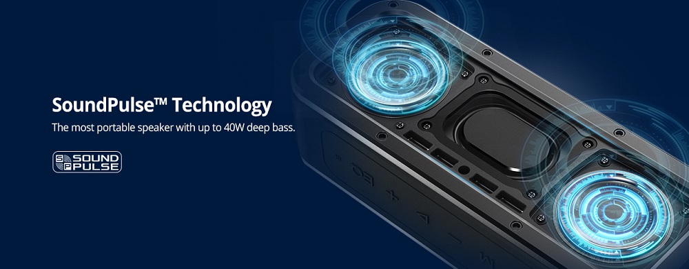 Tronsmart Force SoundPulse™ 40W Bluetooth Speaker IPX7 TWS & NFC 15 Hours Playtime