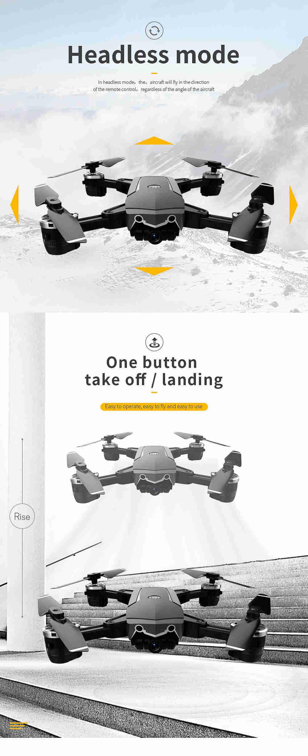 JDRC JD-20S 720P WIFI FPV Flying Time 15mins With 120 Degree Wide-angle Camera Altitude Hold Mode Foldable RC Drone RTF-Black