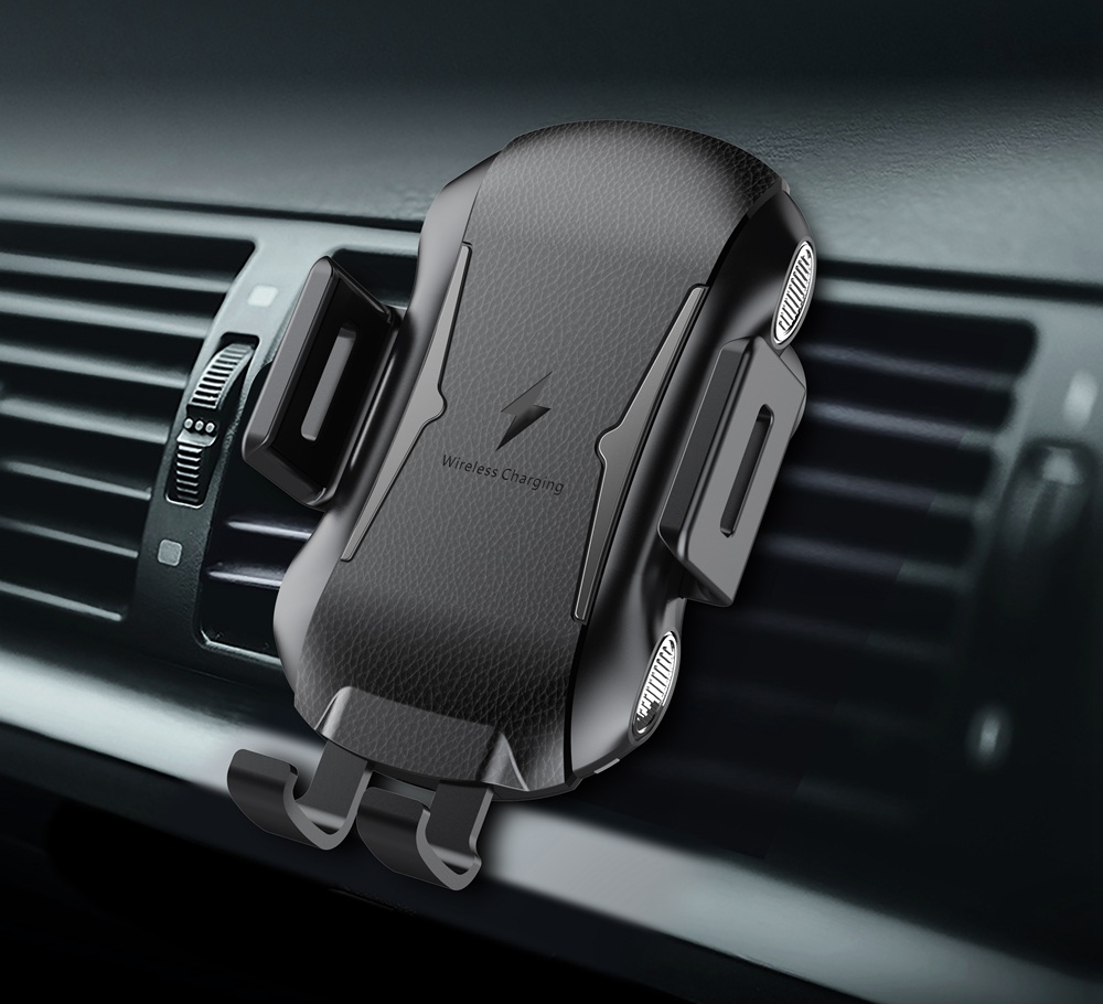 Smart Wireless Car Charger X318 Fast Charging Automatic Clamping One Hand Operation Air Vent Phone Holder - Black