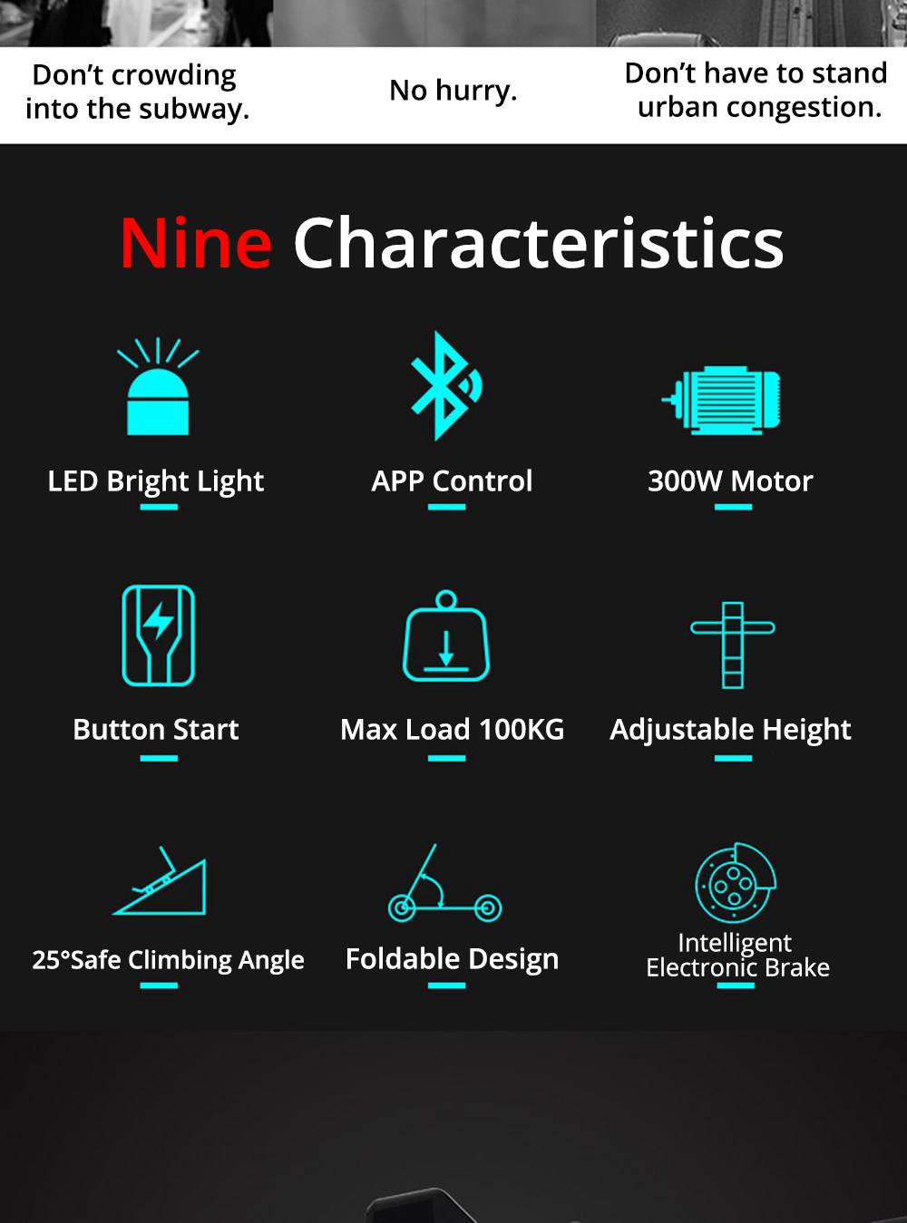E1 Portable Folding Electric Scooter 8.5-inch Tires 300W Motor Max 25km/h 7.5Ah Battery - Green
