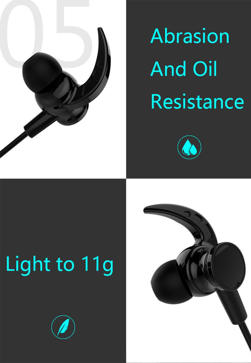 Maxchange Fun-F4 Wireless Bluetooth 4.2 Sports Earphones 4 Hours Playtime Magnetic Suction - Black
