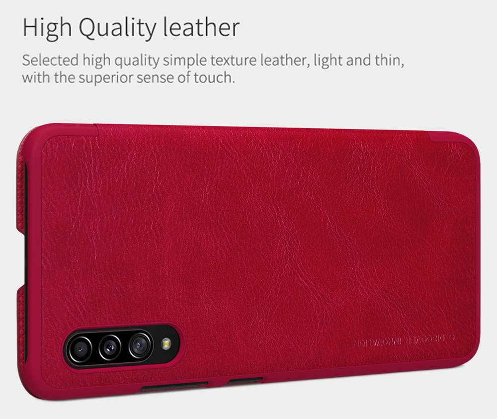 NILLKIN Protective Leather Phone Case For Samsung Galaxy A90 5G Smartphone - Red
