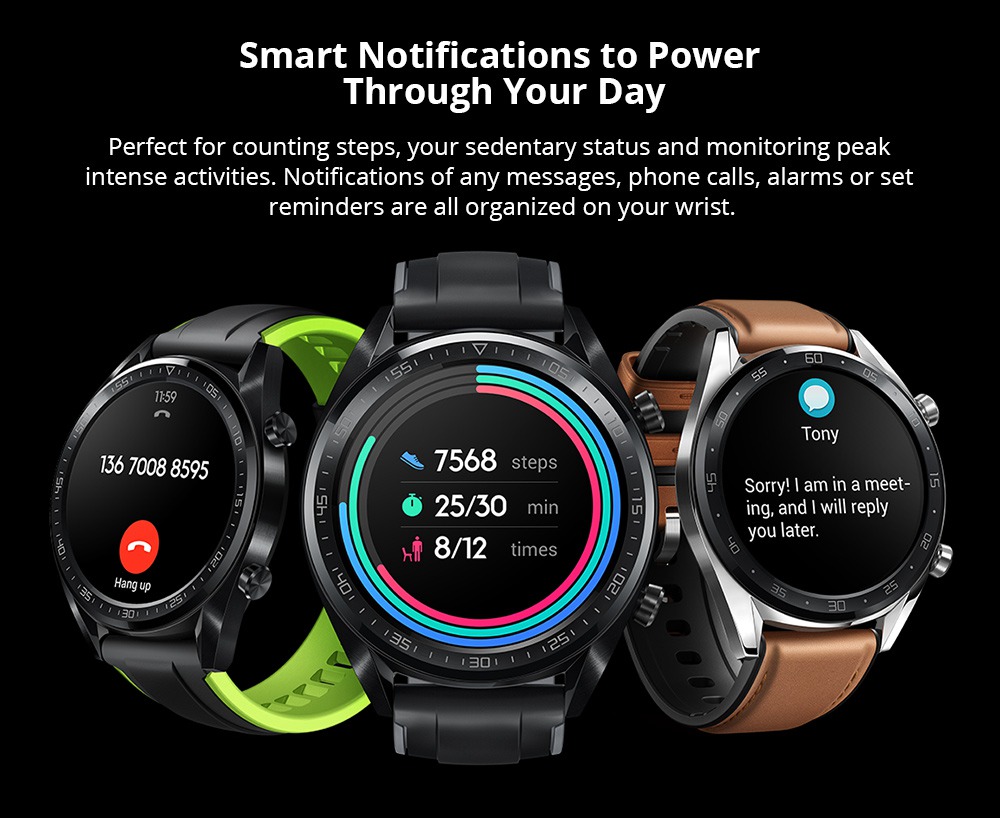 HUAWEI WATCH GT Sports Smart Watch 1.39 Inch AMOLED Colorful Screen Heart Rate Monitor Built-in GPS - Black
