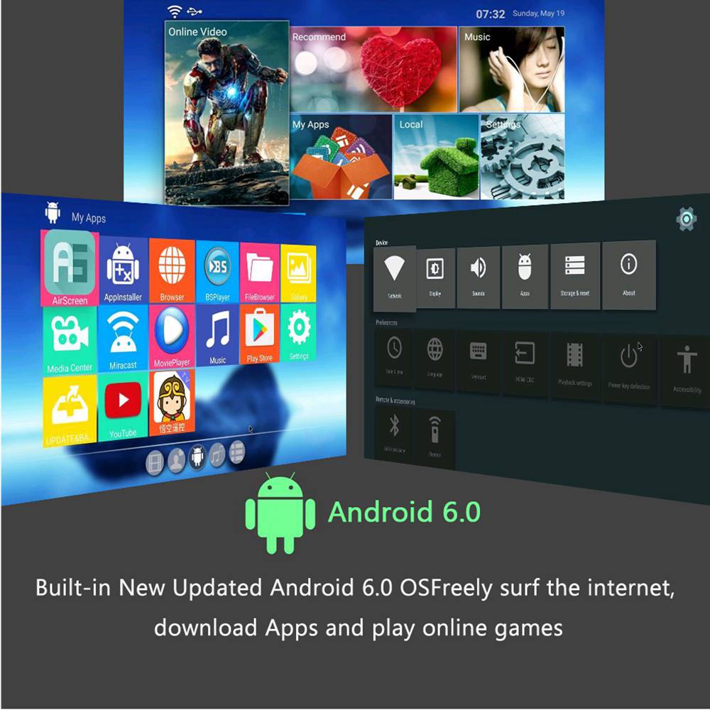 Uhappy U43 Pro S905X Android Projector 2600 Lumen 1G/8G Bluetooth 1080P support WIFI AV\VGA\USB\SD\HDMI*2