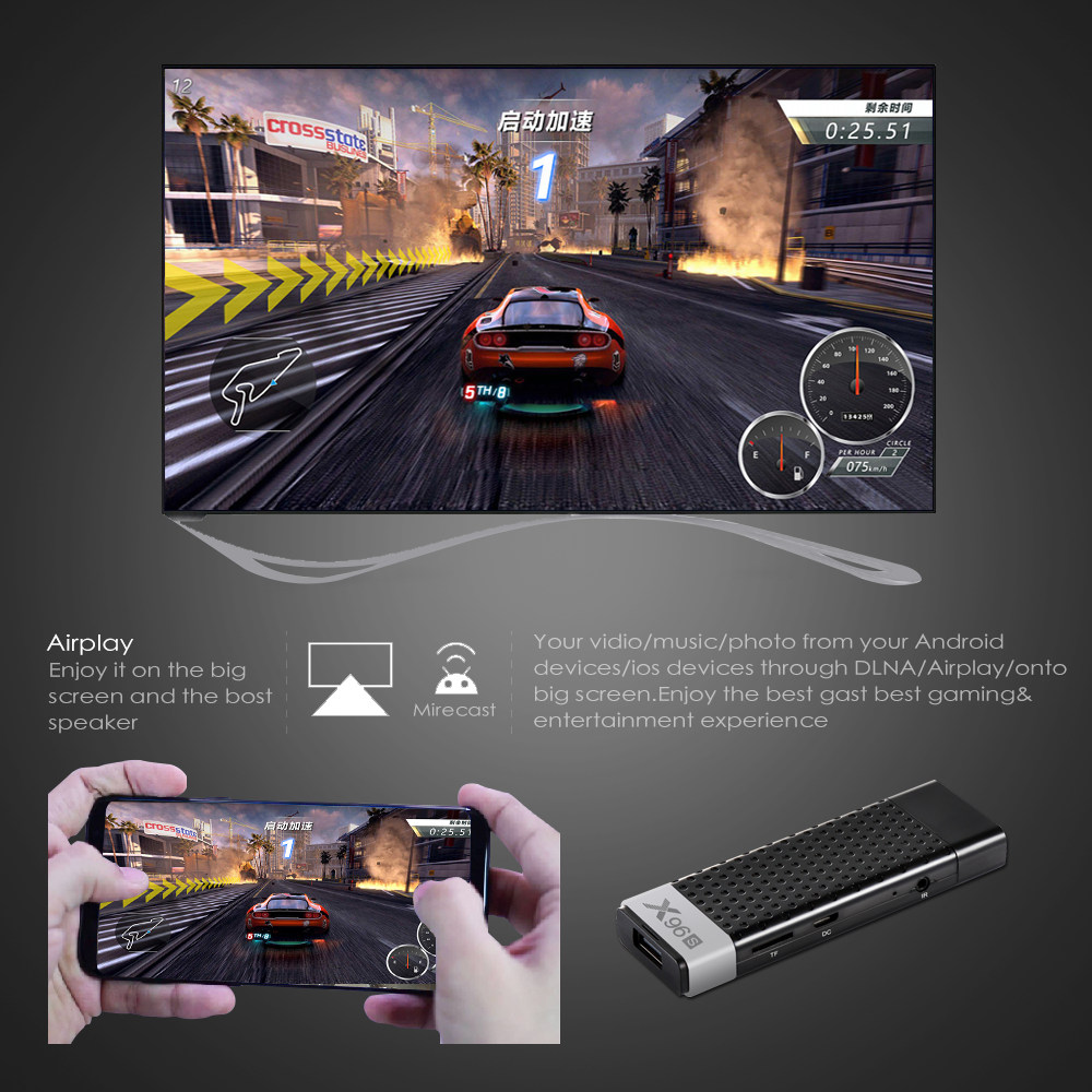 X96S Android 8.1 4GB DDR4 32GB eMMC Amlogic S905Y2 4K TV Dongle Dual Band WiFi Blutooth HDMI USB3.0