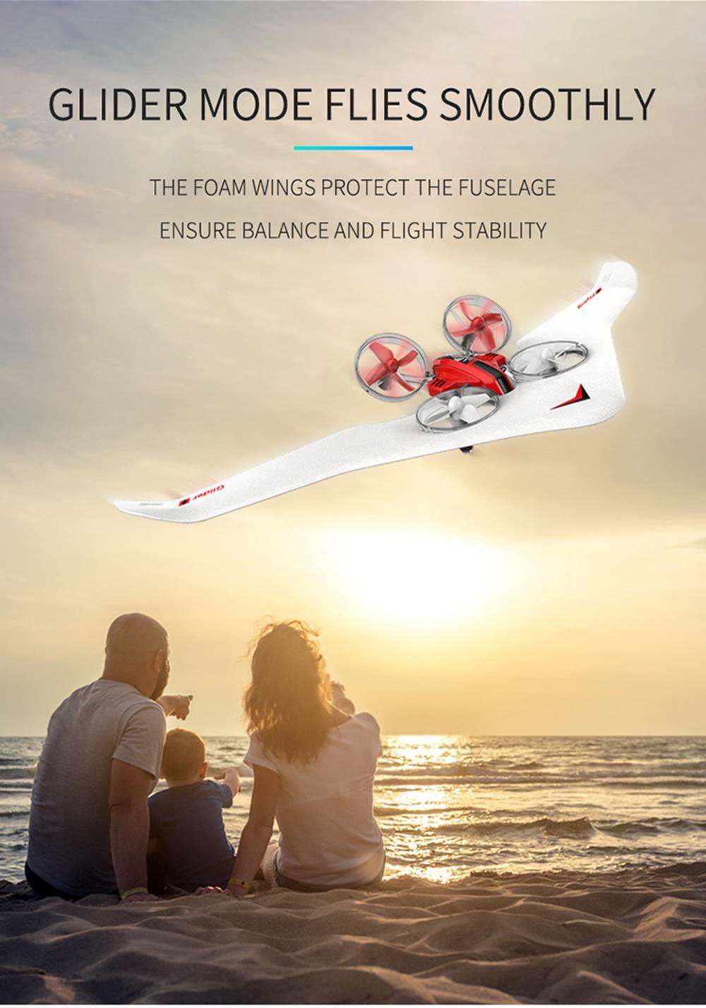 L6082 Air Genius RC Quadcopter Airplane Tiny Whoover All-In-One DIY 2.4G RC Drone For Kids Gift RTF Red - One Battery Version