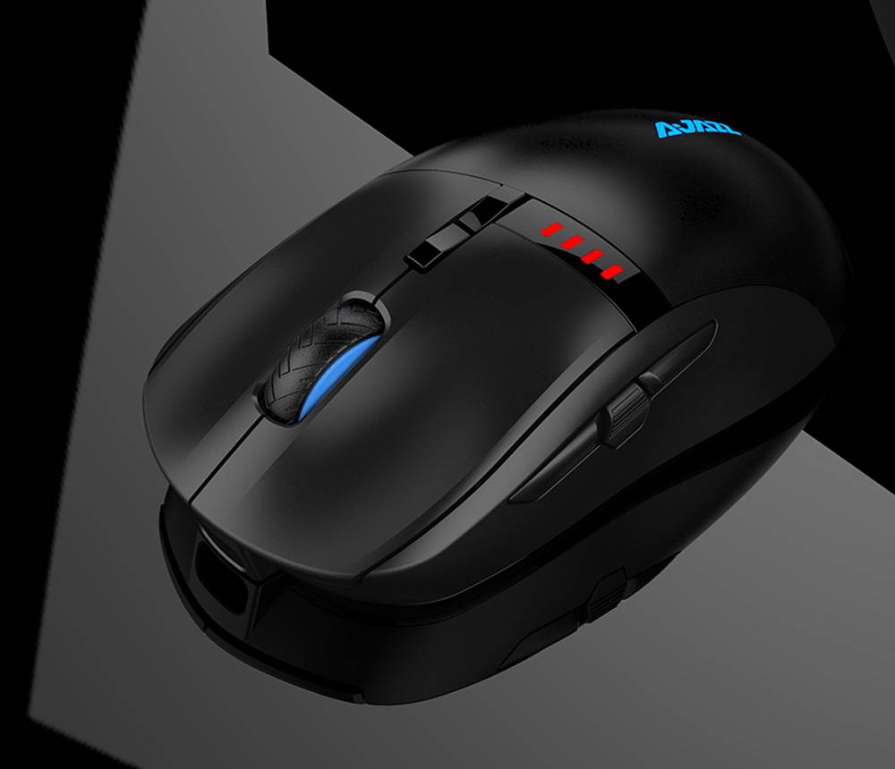 Ajazz i305Pro Gaming Mouse Wireless/Wired Dual-Mode Switch 16000 DPI 8 Keys Customized Programmable Buttons RGB Colorful Lights - Black