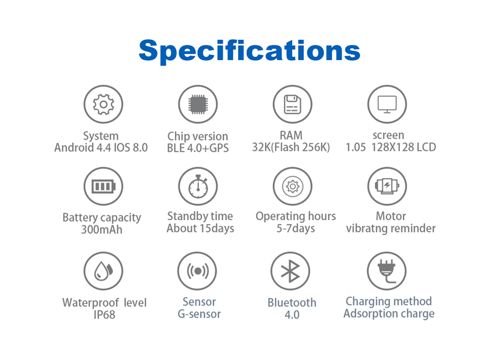 N105 Smartwatch Heart Rate Monitor IP68 Water Resistant GPS Multi-Sport Mode - Black