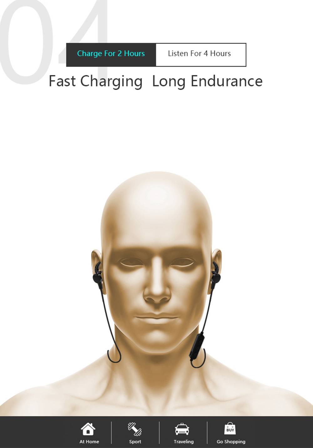 Maxchange Fun-F4 Wireless Bluetooth 4.2 Sports Earphones 4 Hours Playtime Magnetic Suction - Black