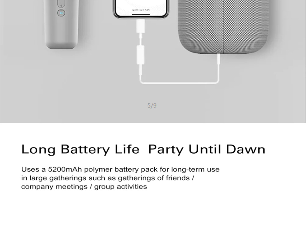 Xiaomi iK8 Karaoke HiFi Stereo Speaker + Microphone Set 3.5mm Audio Cable 5200mAh Battery - Gray