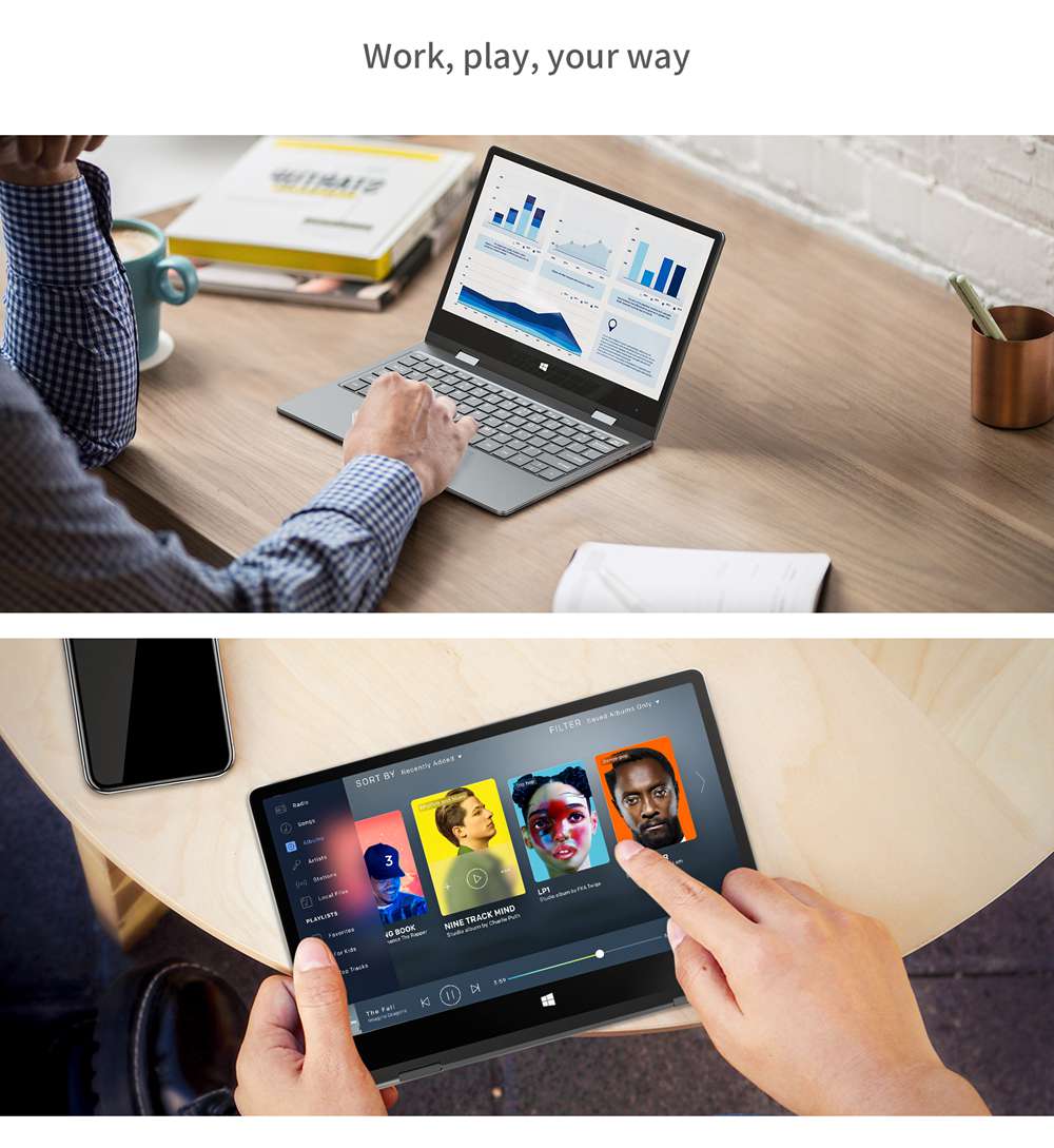 BMAX Y11 Laptop Intel Gemini Lake N4100, Quad Core 11.6 inch 1920*1080 Windows 10 Pro 8GB LPDDR4 256GB SSD - Silver