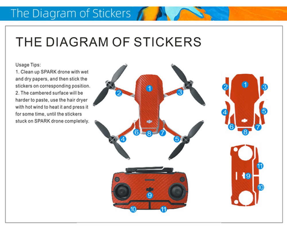 Sunnylife Expansion Accessories Aircraft Transmitter Sticker Set For DJI Mavic MINI RC Aircraft - Blue Shark