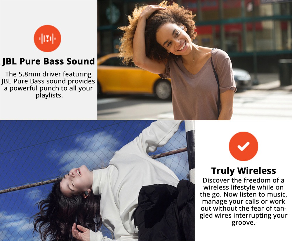 JBL TUNE 120 Bluetooth TWS In-Ear Headphones Touch Control 4 Hours Playtime - Black