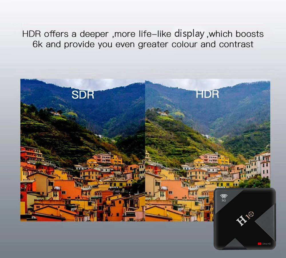 H10 Allwinner H6 Android 9.0 6K HDR TV Box 4GB/32GB 2.4G+5G WiFi 100Mbps LAN USB3.0