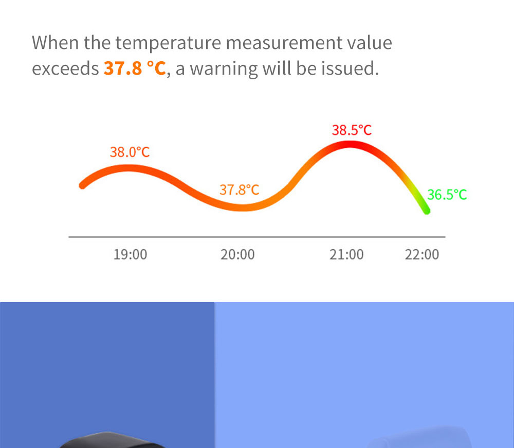 T09 Smart Digital Body Thermometer Infrared LED Full Screen Instant Measure - Black
