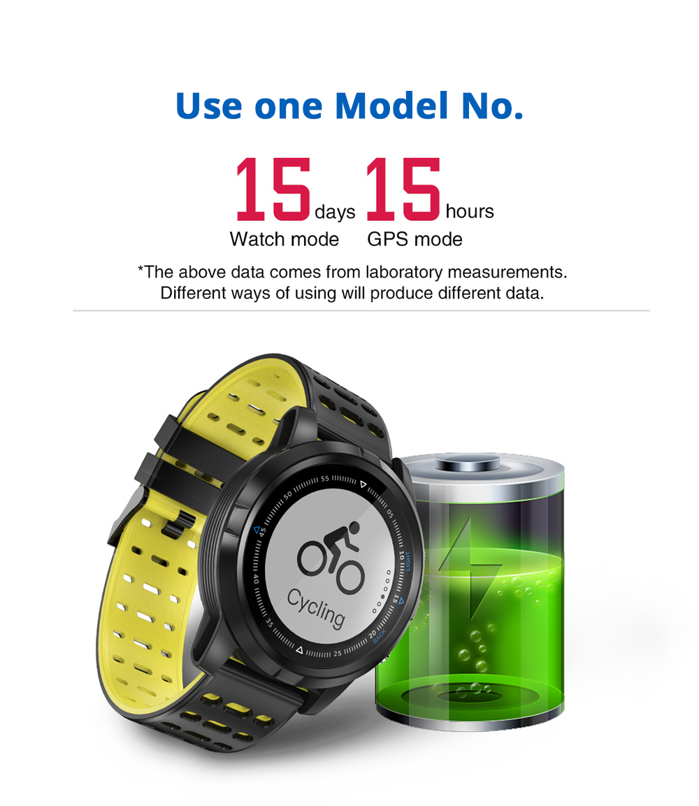 N105 Smartwatch Heart Rate Monitor IP68 Water Resistant Built-in GPS Multi-Sport Mode - Black