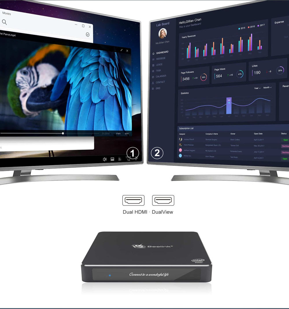 Beelink Gemini T42 Intel Apollo Lake j4205 Windows 10 4K Mini PC 8G DDR3 128G SSD 2.4G+5G WiFi Bluetooth HDMI*2 Dual Screen Display