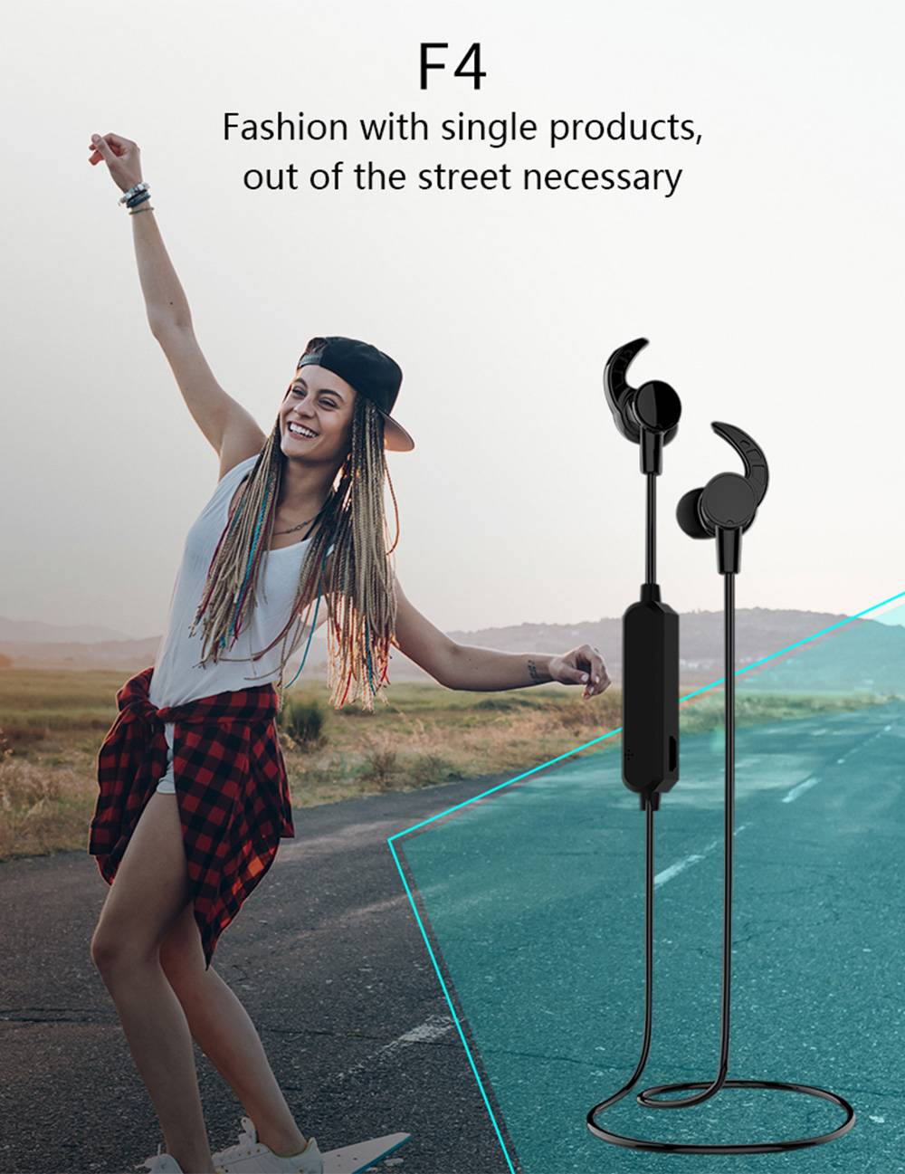 Maxchange Fun-F4 Wireless Bluetooth 4.2 Sports Earphones 4 Hours Playtime Magnetic Suction - Black