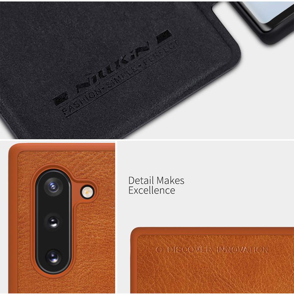 NILLKIN Protective Leather Phone Case For Samsung Galaxy Note 10 / Note 10 5G Smartphone - Black