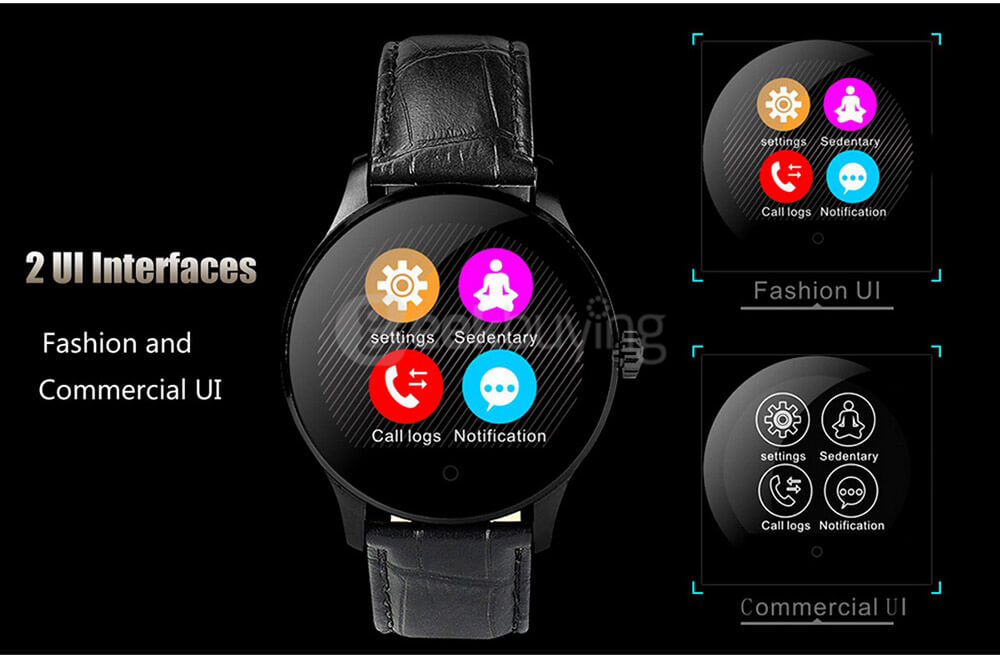 Makibes K88H Smart Bluetooth Watch Heart Rate Monitor Smartwatch MTK2502 Siri Function Gesture Control For iOS Andriod (Stainless Steel Band) - Black