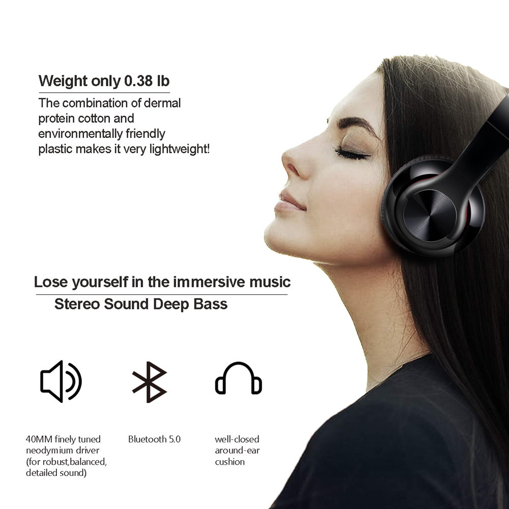 WZ8 Wireless Bluetooth 5.0 Headphone Stereo Bass Noise Cancelling - Red