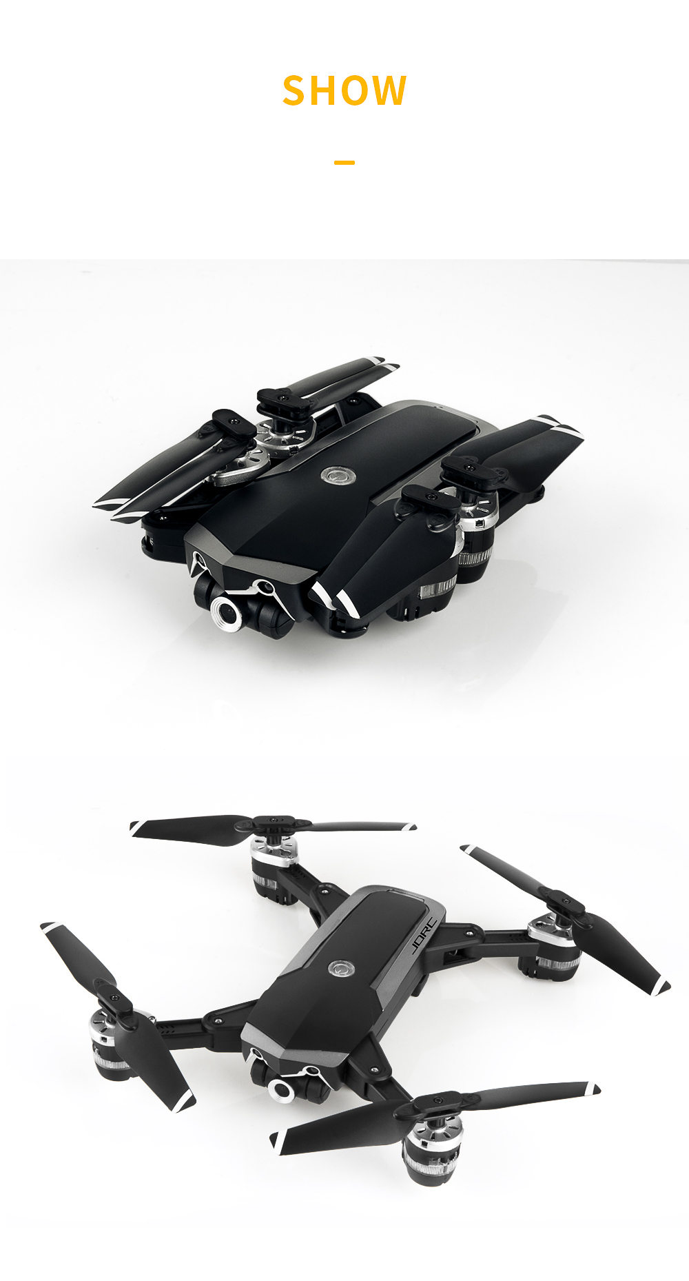 JDRC JD-20S 720P WIFI FPV Flying Time 15mins With 120 Degree Wide-angle Camera Altitude Hold Mode Foldable RC Drone RTF-Black