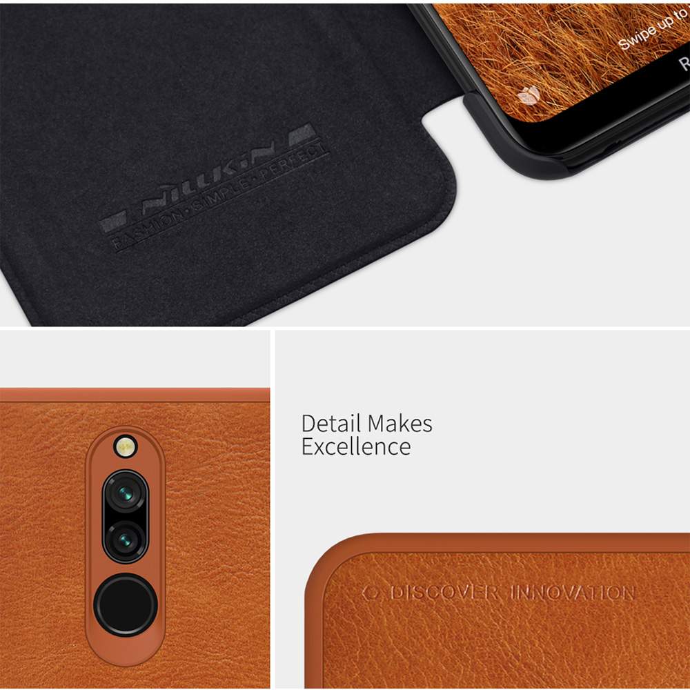 NILLKIN Protective Leather Phone Case For Xiaomi Redmi 8 Smartphone - Black